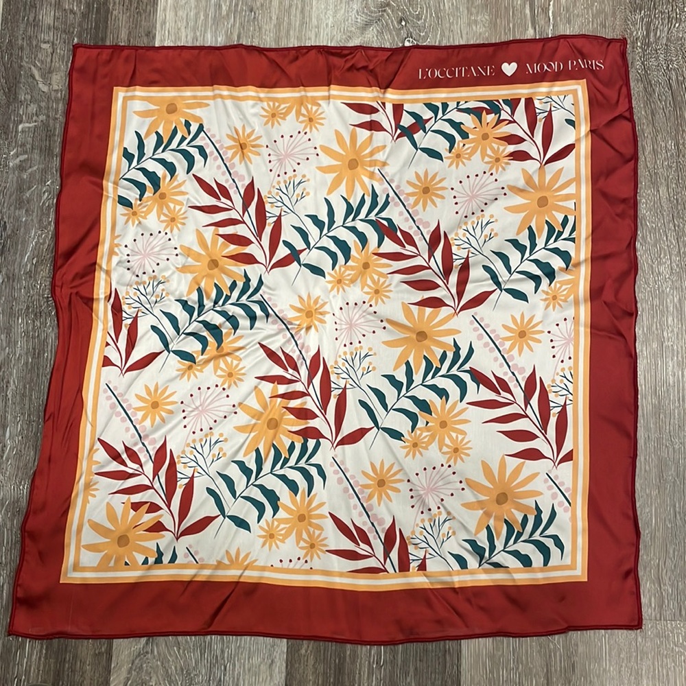 L’occitane Floral Silk Scarf